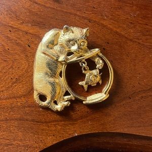 Cat and fishbowl pin